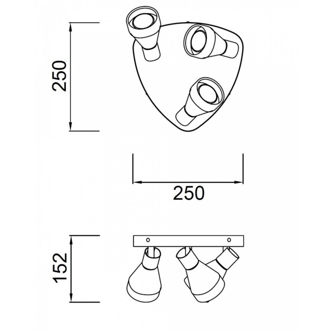Lámpara plafón 3 focos orientables KOS