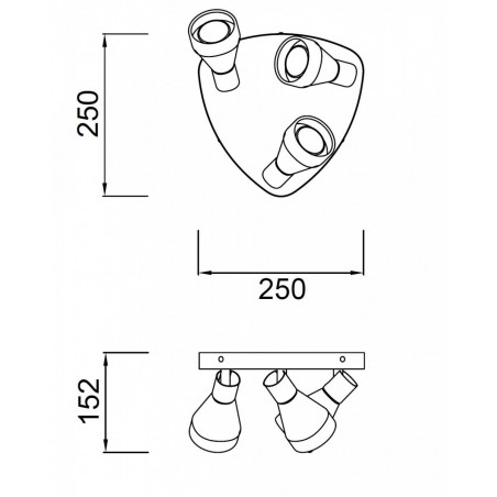 Lámpara plafón 3 focos orientables KOS