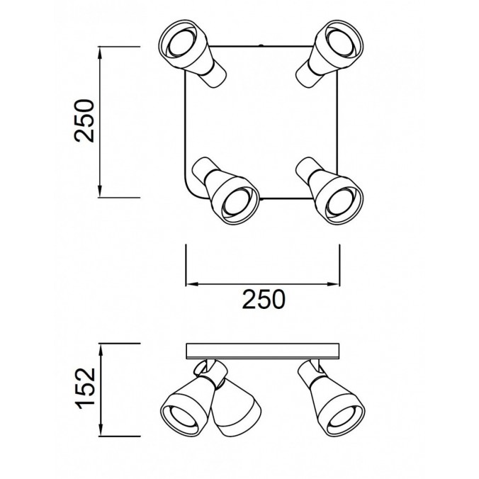 Lámpara plafón 4 focos orientables KOS