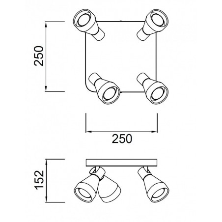 Lámpara plafón 4 focos orientables KOS
