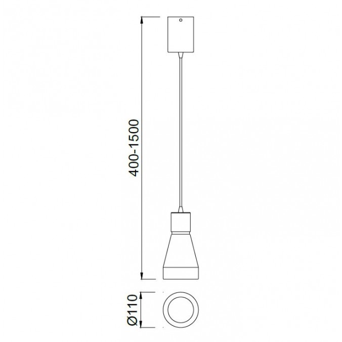 Lámpara colgante de techo KOS 1 luz 11cm KOS