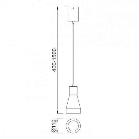 Lámpara colgante de techo KOS 1 luz 11cm KOS