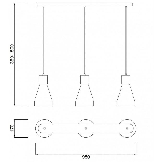 Lámpara colgante de techo KOS 3 luces