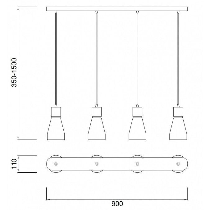 Lámpara colgante de techo KOS 4 luces