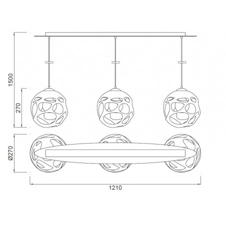 Lámpara colgante de techo ORGANICA 3 luces
