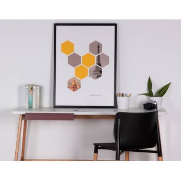 Cuadro HEXAGONS 60x80cm con marco y cristal 2