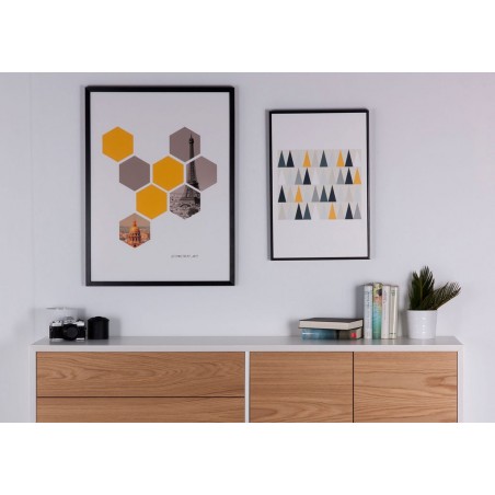 Cuadro HEXAGONS 60x80cm con marco y cristal