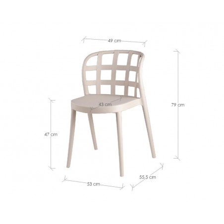 Silla GINA beige claro estilo vintage interior y exterior