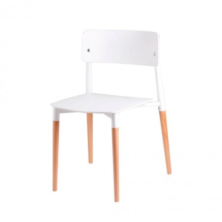 Silla CLAIRE blanco de estilo nórdico y patas de haya