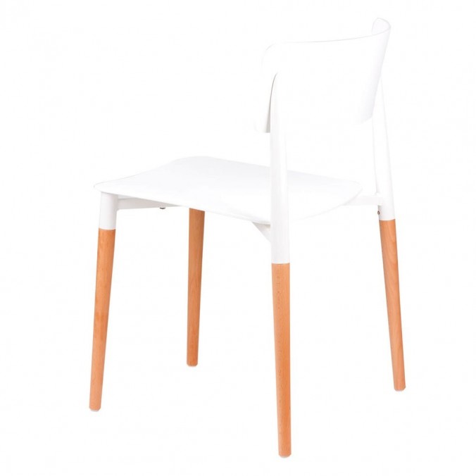 Silla CLAIRE blanco de estilo nórdico y patas de haya