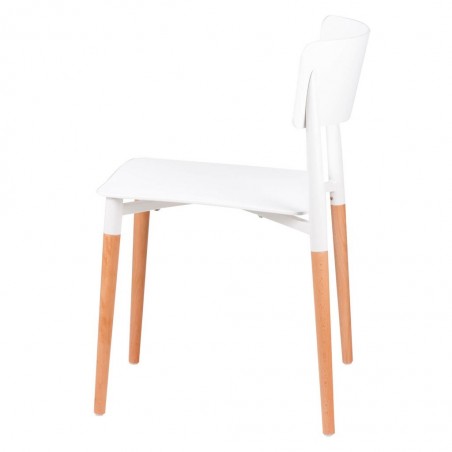 Silla CLAIRE blanco de estilo nórdico y patas de haya