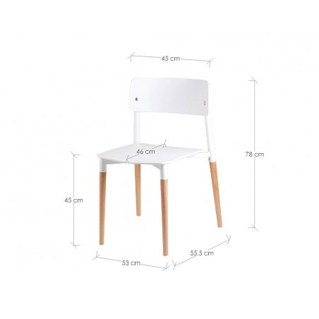 Silla CLAIRE blanco de estilo nórdico y patas de haya