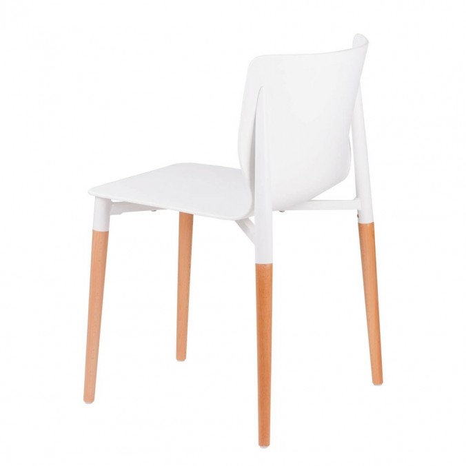 Silla ALISIA blanco estilo nórdico patas de haya Silla ALISIA blanco estilo nórdico patas de haya