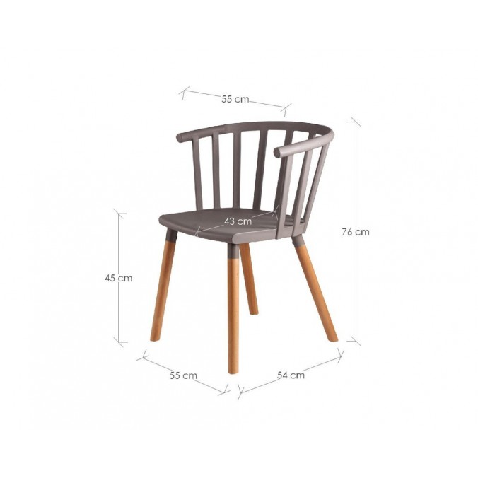 Silla JENNA gris de estilo nordico vintage