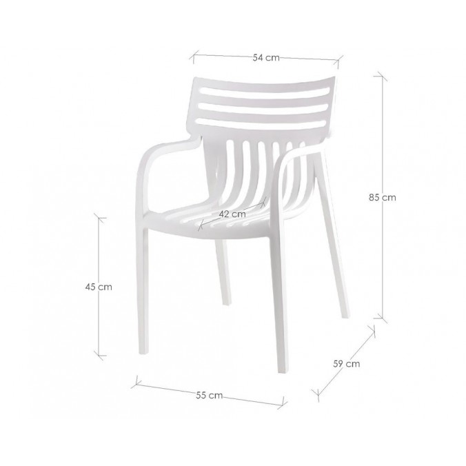 Silla RODIE blanco estilo terraza interior y exterior