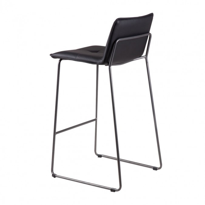 Taburete alto LOU polipiel negro y acero