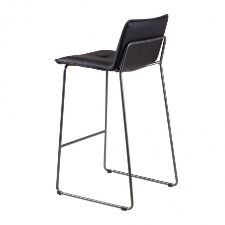 Taburete alto LOU polipiel negro y acero