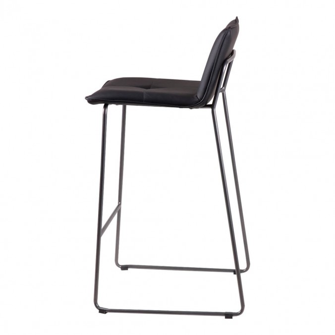 Taburete alto LOU polipiel negro y acero
