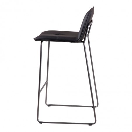 Taburete alto LOU polipiel negro y acero