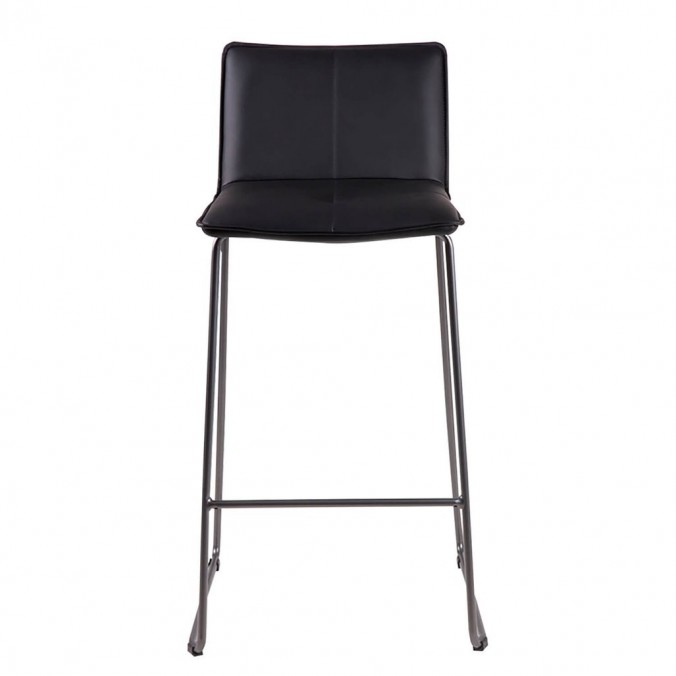 Taburete alto LOU polipiel negro y acero