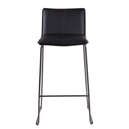 Taburete alto LOU polipiel negro y acero