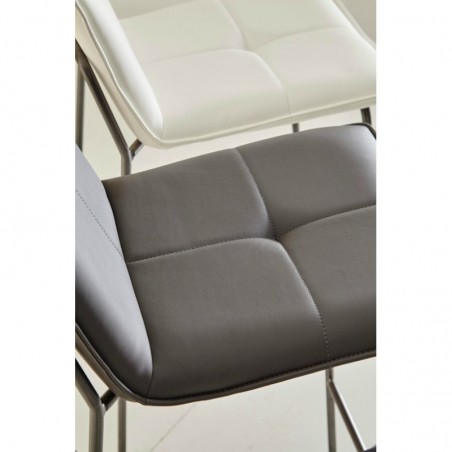 Taburete alto LOU polipiel negro y acero