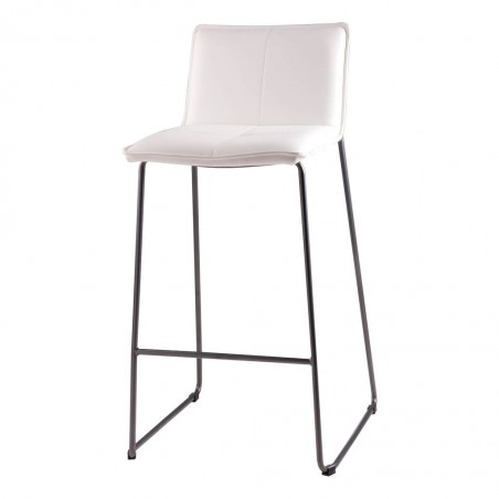 Taburete alto LOU polipiel blanco y acero
