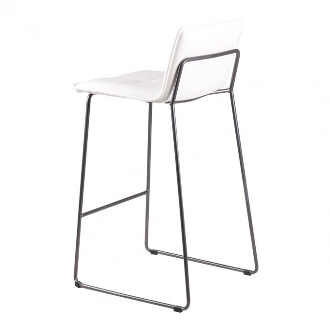 Taburete alto LOU polipiel blanco y acero