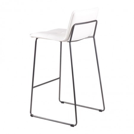 Taburete alto LOU polipiel blanco y acero