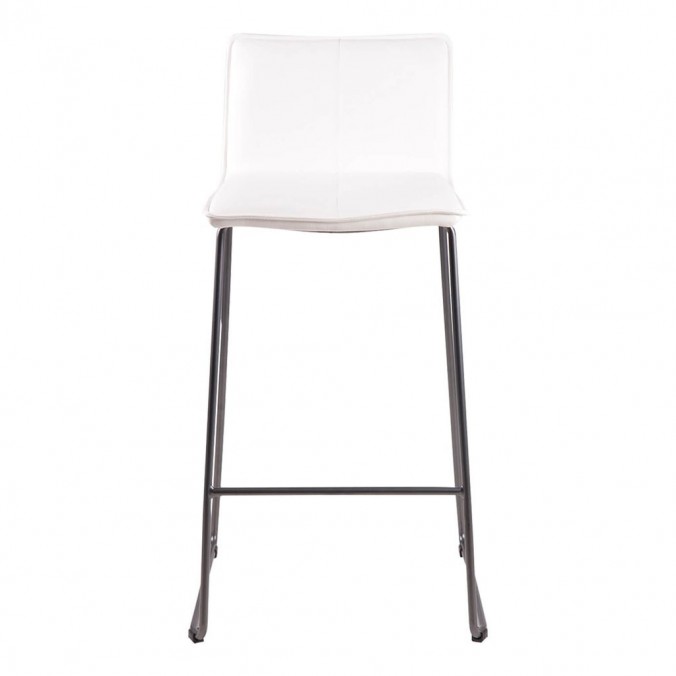 Taburete alto LOU polipiel blanco y acero