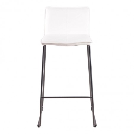 Taburete alto LOU polipiel blanco y acero
