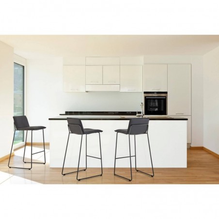 Taburete alto LOU polipiel blanco y acero