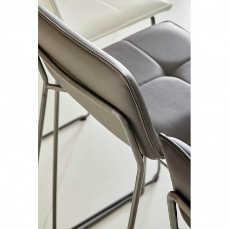 Taburete alto LOU polipiel blanco y acero