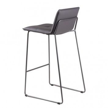 Taburete alto LOU polipiel gris y acero 2