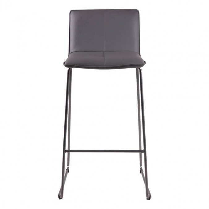 Taburete alto LOU polipiel gris y acero
