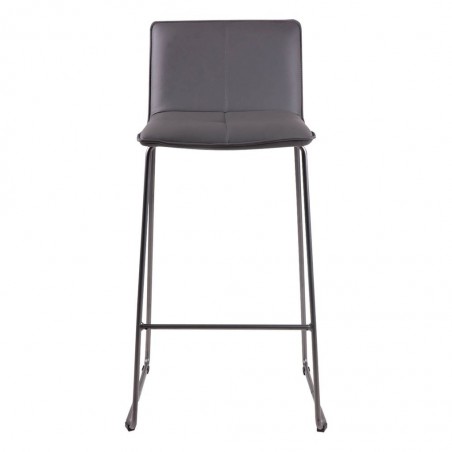Taburete alto LOU polipiel gris y acero
