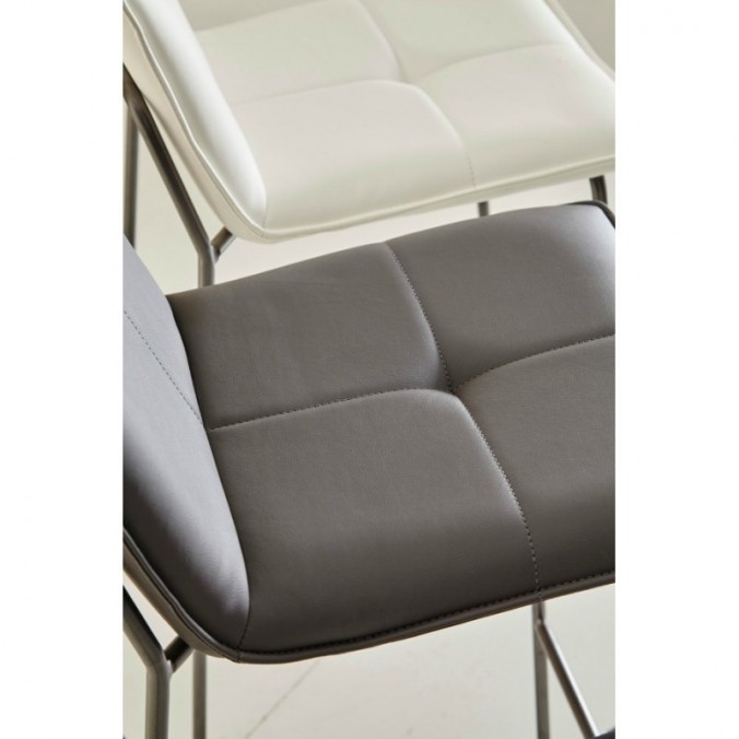 Taburete alto LOU polipiel gris y acero