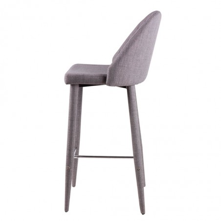 Taburete alto CASSIE gris totalmente tapizado en tela