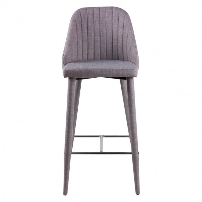Taburete alto CASSIE gris totalmente tapizado en tela