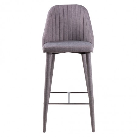 Taburete alto CASSIE gris totalmente tapizado en tela