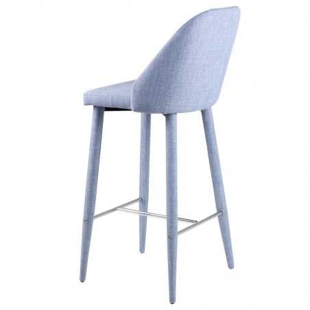 Taburete alto CASSIE azul totalmente tapizado en tela