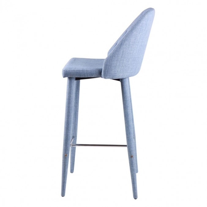 Taburete alto CASSIE azul totalmente tapizado en tela