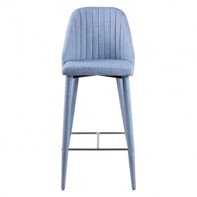 Taburete alto CASSIE azul totalmente tapizado en tela