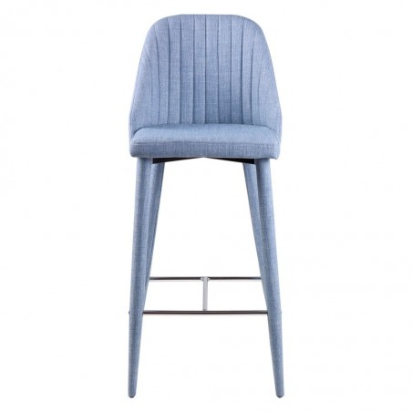 Taburete alto CASSIE azul totalmente tapizado en tela