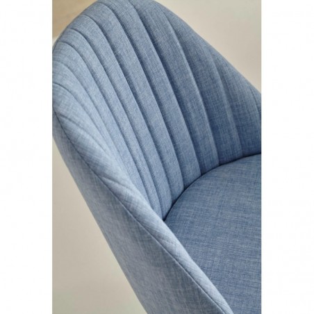 Taburete alto CASSIE azul totalmente tapizado en tela