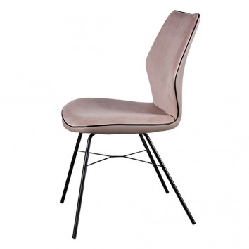 Silla ERIKA beige tapizado tela y polipiel 2