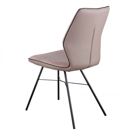 Silla ERIKA beige tapizado tela y polipiel