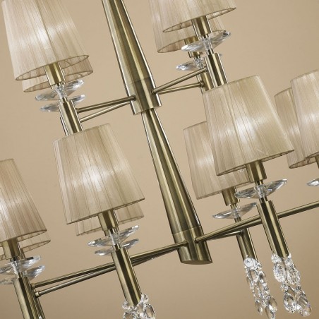 Lámpara techo clásica TIFFANY cuero 12 pantallas