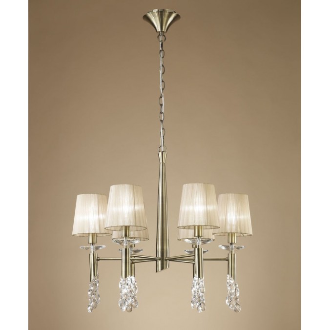 Lámpara techo clásica TIFFANY cuero 6 pantallas