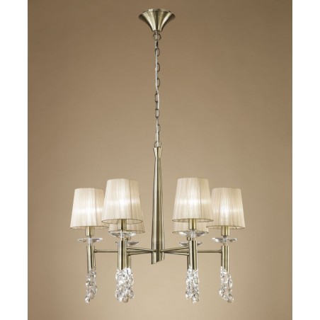 Lámpara techo clásica TIFFANY cuero 6 pantallas